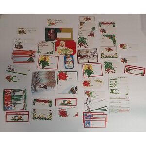 Lot Of 105 Vtg Christmas Gift Tags Santa Holly Don't Touch